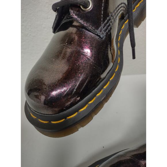 Dr Doc Martens Air Wair Patent Deep Purple Combat Boots Ladies Size 6 Men's sz 5 - Picture 6 of 14